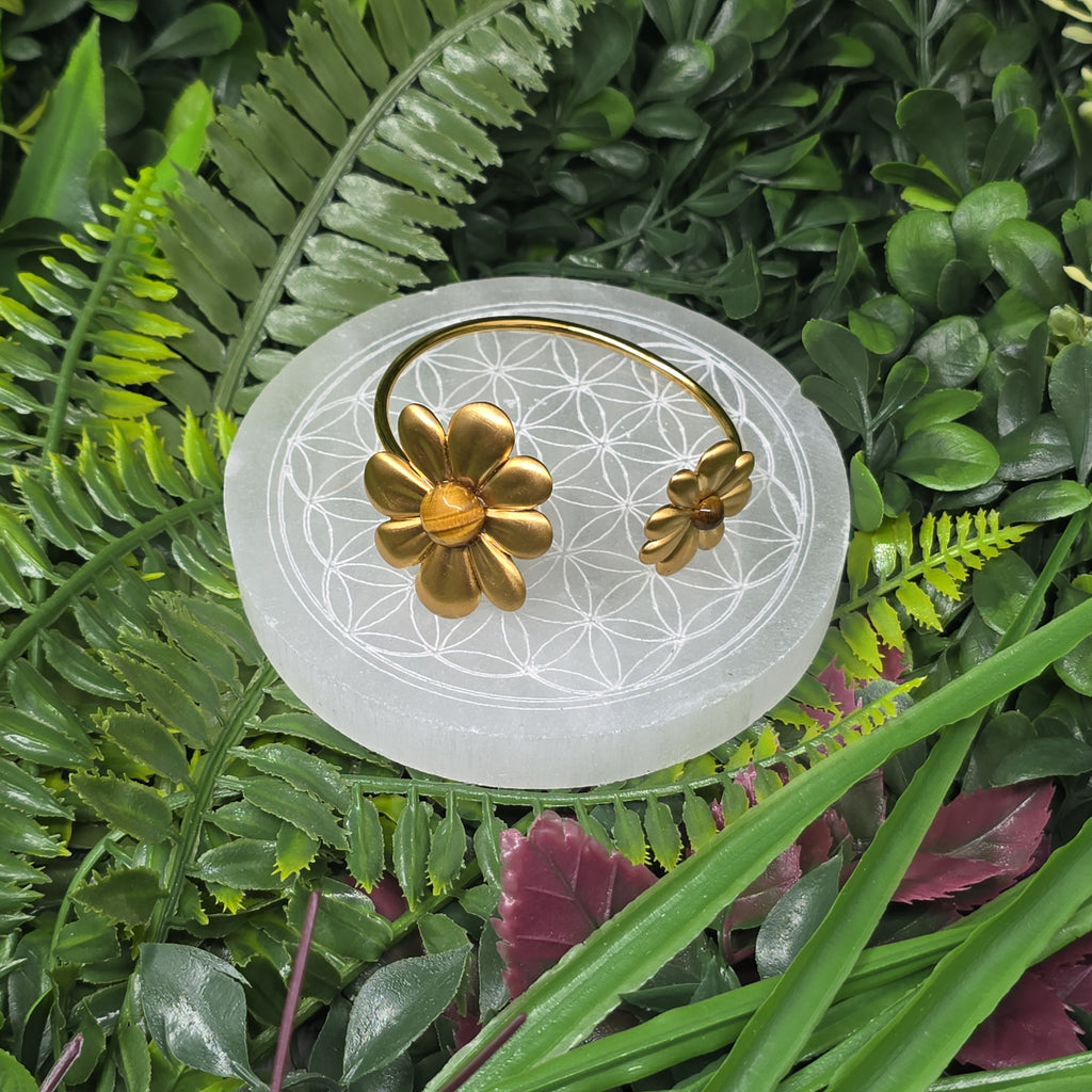 🐅 Bracelet Jonc Fleurs Œil de Tigre ✨ Protecteur félin & power assuré 💪