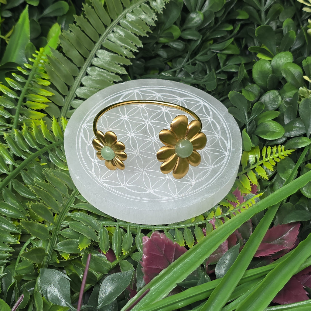 🌼 Bracelet Jonc Fleurs Aventurine 💚 Douceur nature & vibes chanceuses ✨