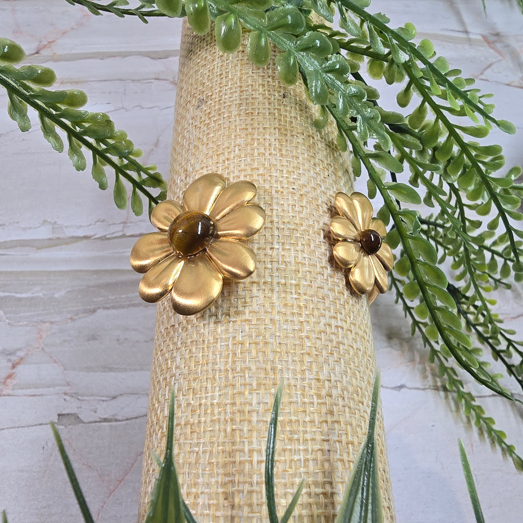 🐅 Bracelet Jonc Fleurs Œil de Tigre ✨ Protecteur félin & power assuré 💪