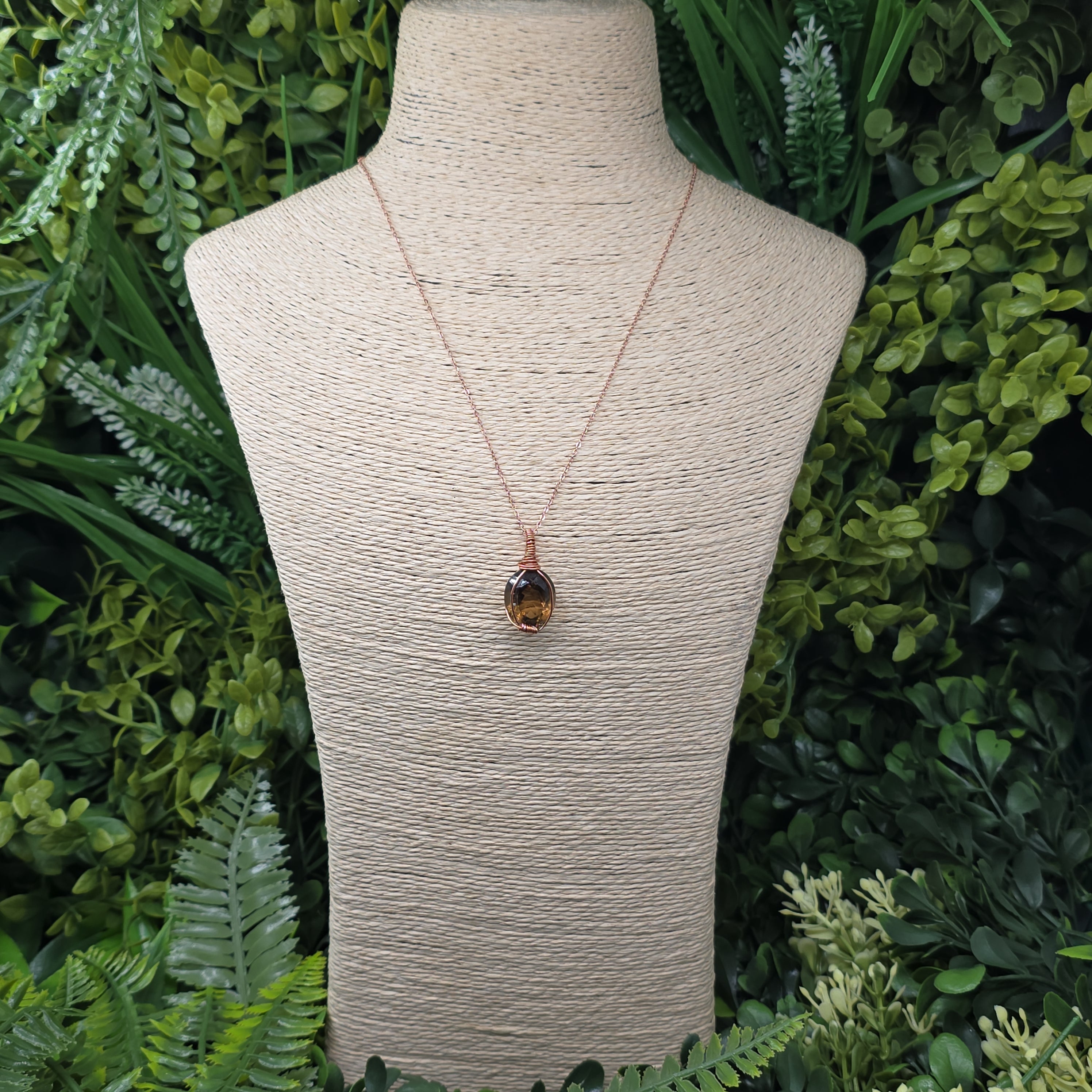 Collier “Rayon de Miel” – Citrine du Brésil | Argent 925 rose gold & fil de cuivre ✨