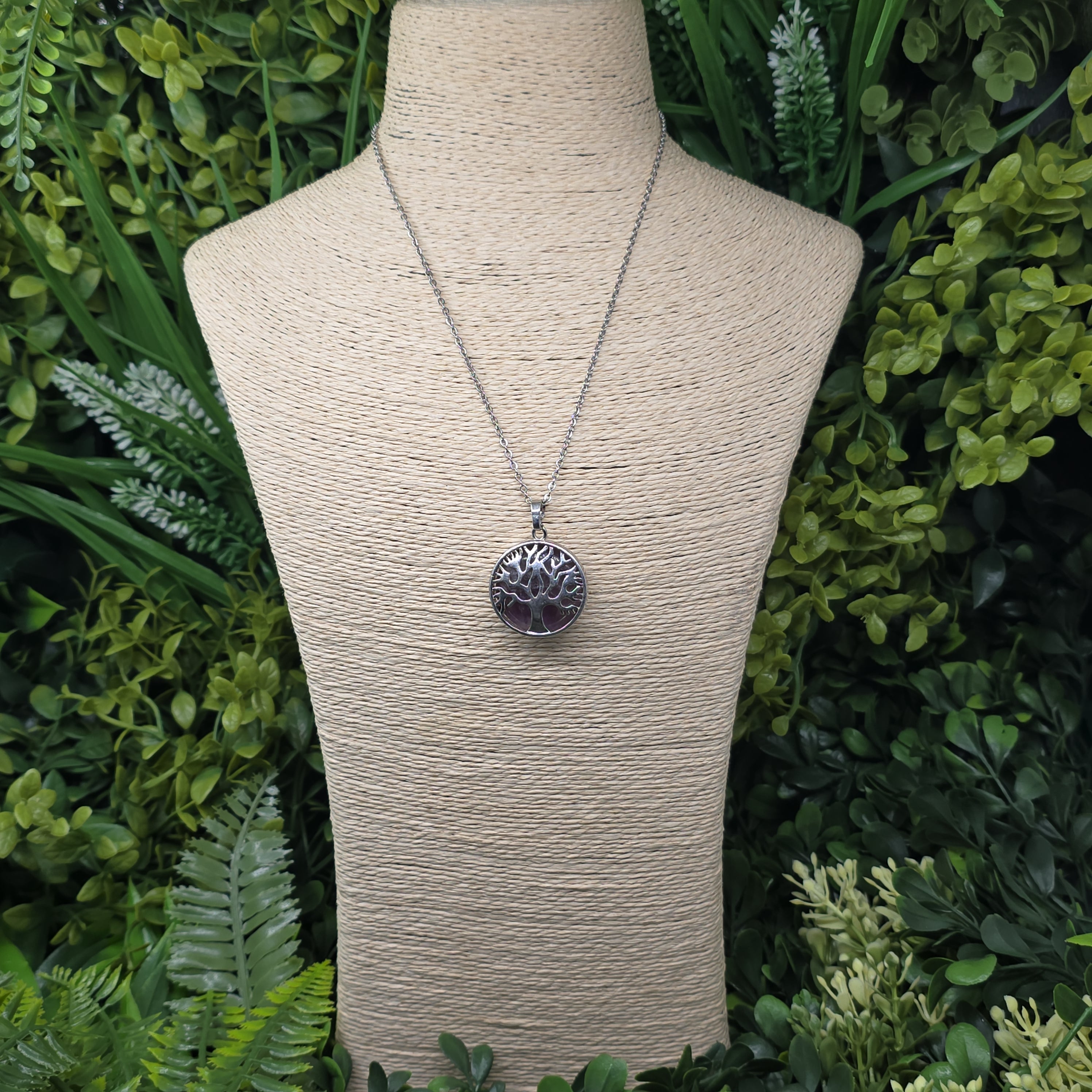 🌳 Collier “Ancrage Céleste” – Arbre de Vie & Améthyste 💜