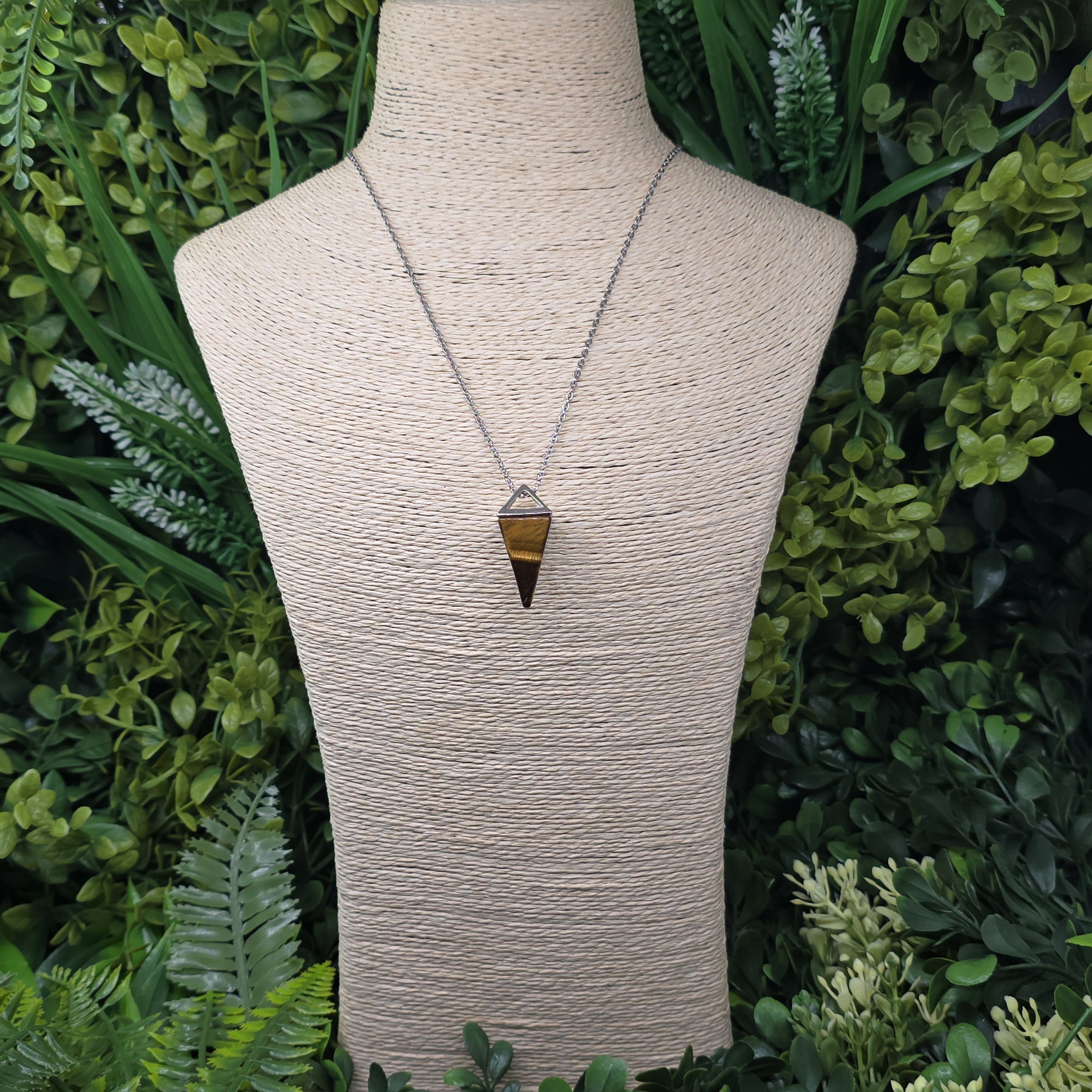 🐯 Collier “Pendule Solaire” – Œil de Tigre 🌞