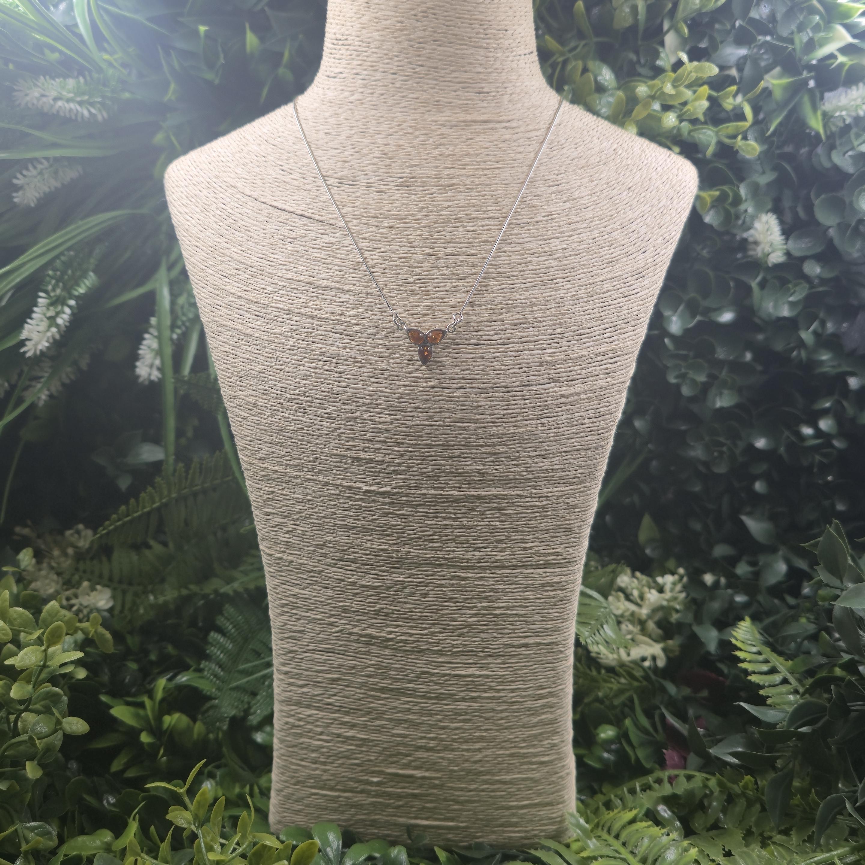 Collier d'ambre cognac naturel de la mer Baltique, en argent rhodié 925🌞