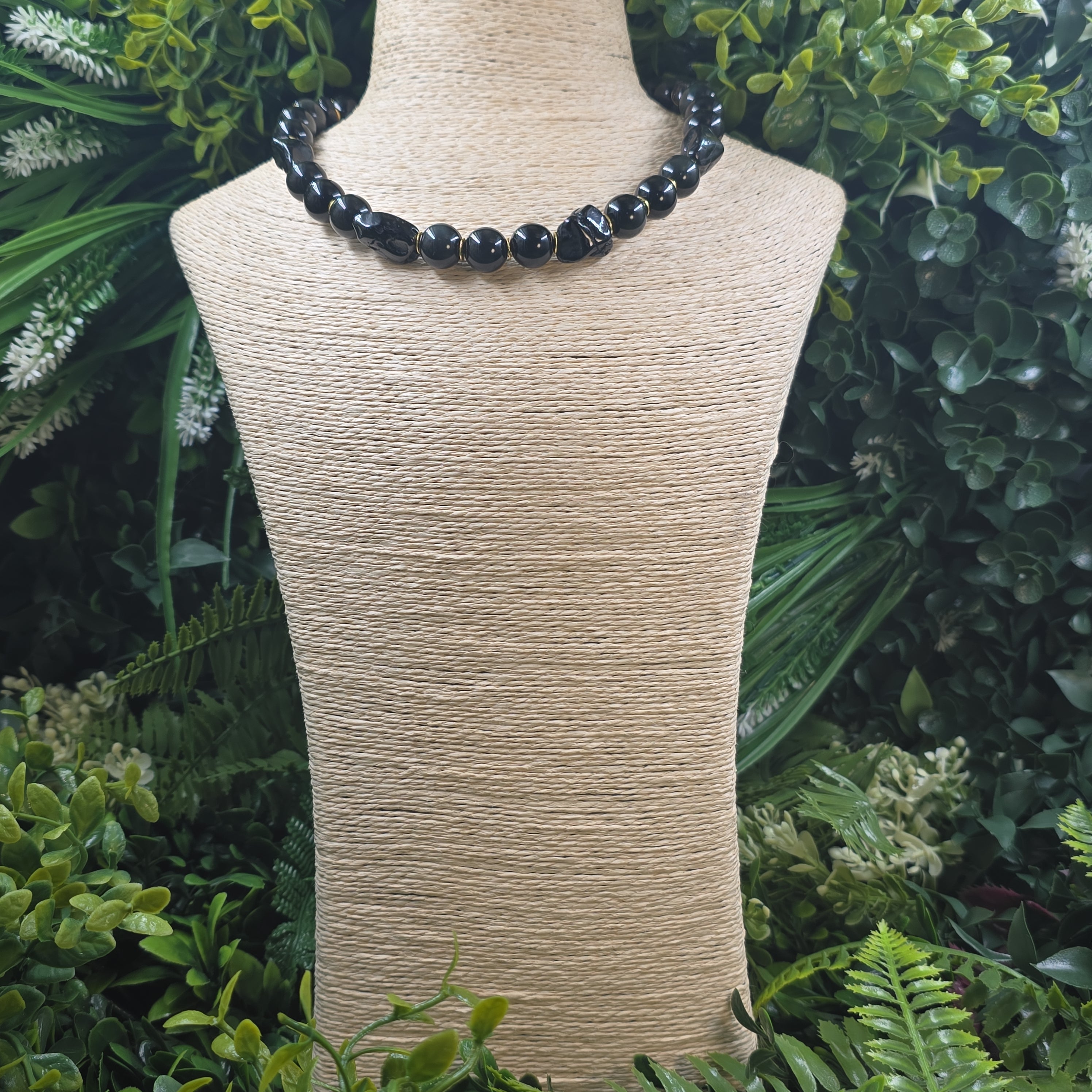 🖤 "L'Ombre Lumineuse" – Collier Obsidienne & Spinelle Noire