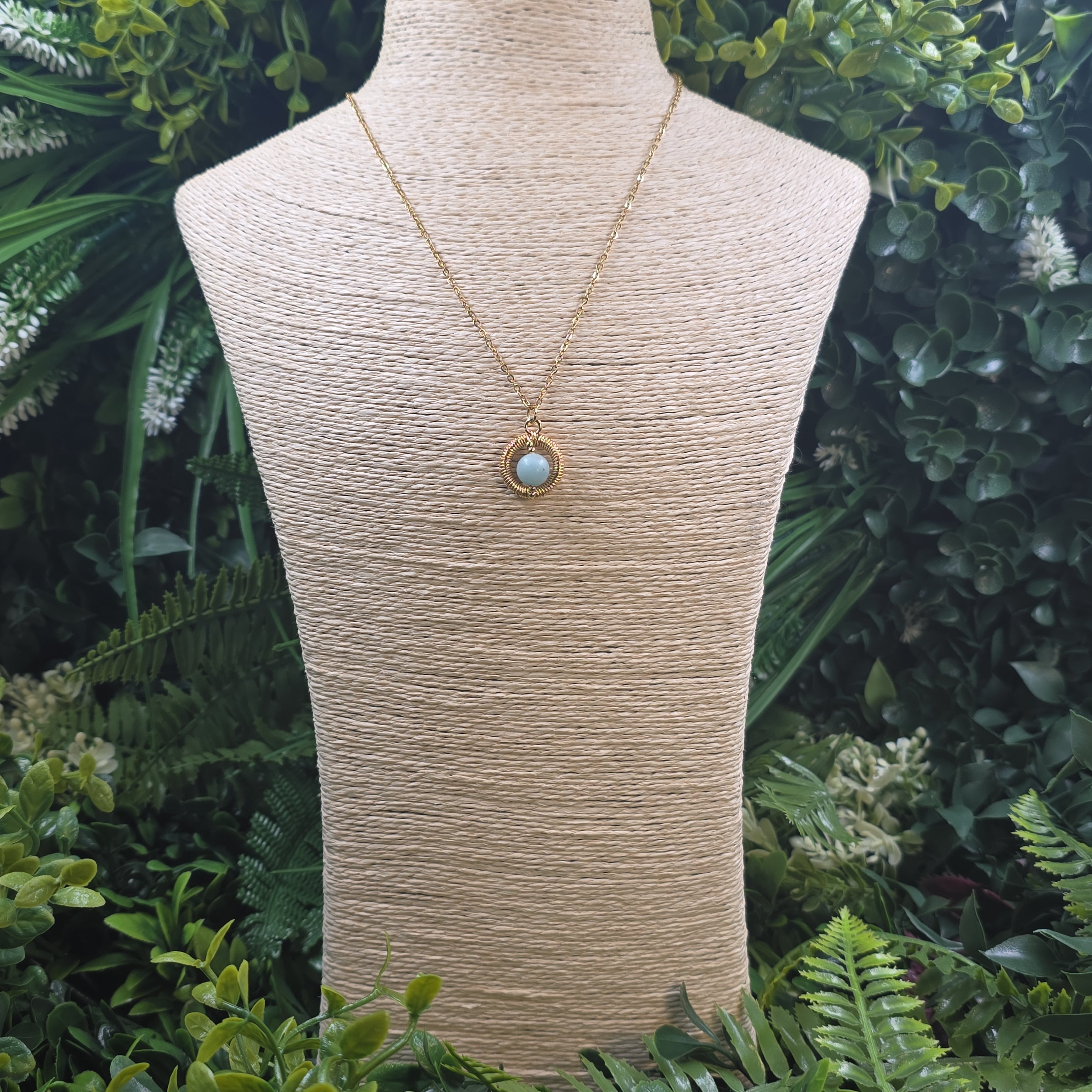 Collier Amazonite "L'Œil du Ciel"🔵