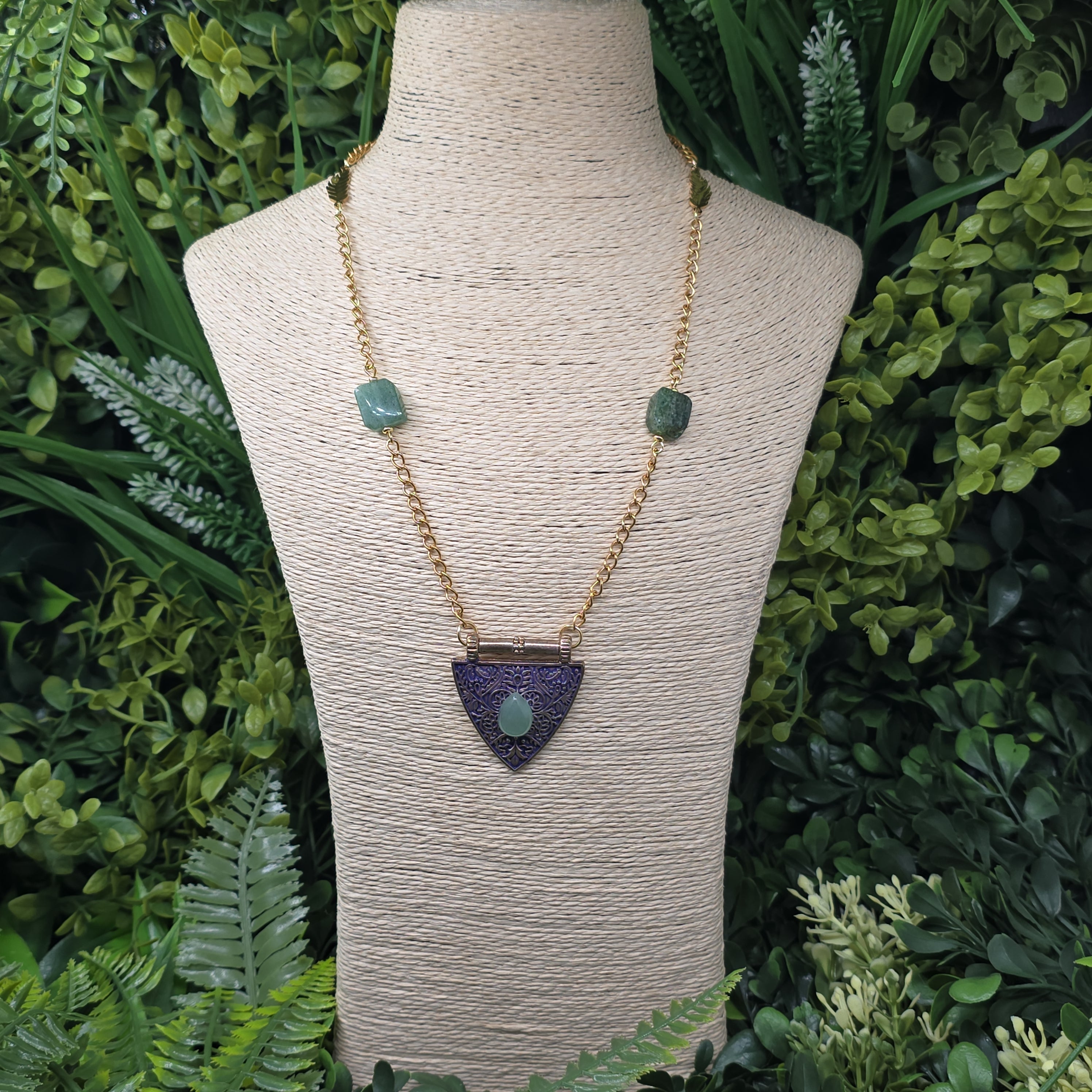 Sautoir “Tribu Solaire” – Aventurine verte ✨